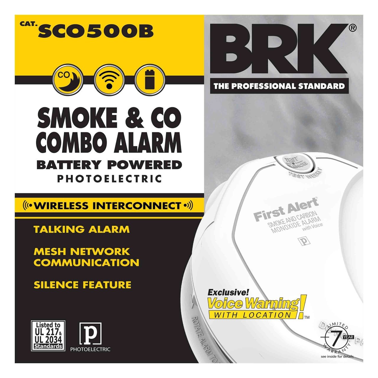 BRK First Alert SCO500B Carbon Monoxide & Smoke Alarm, Wireless