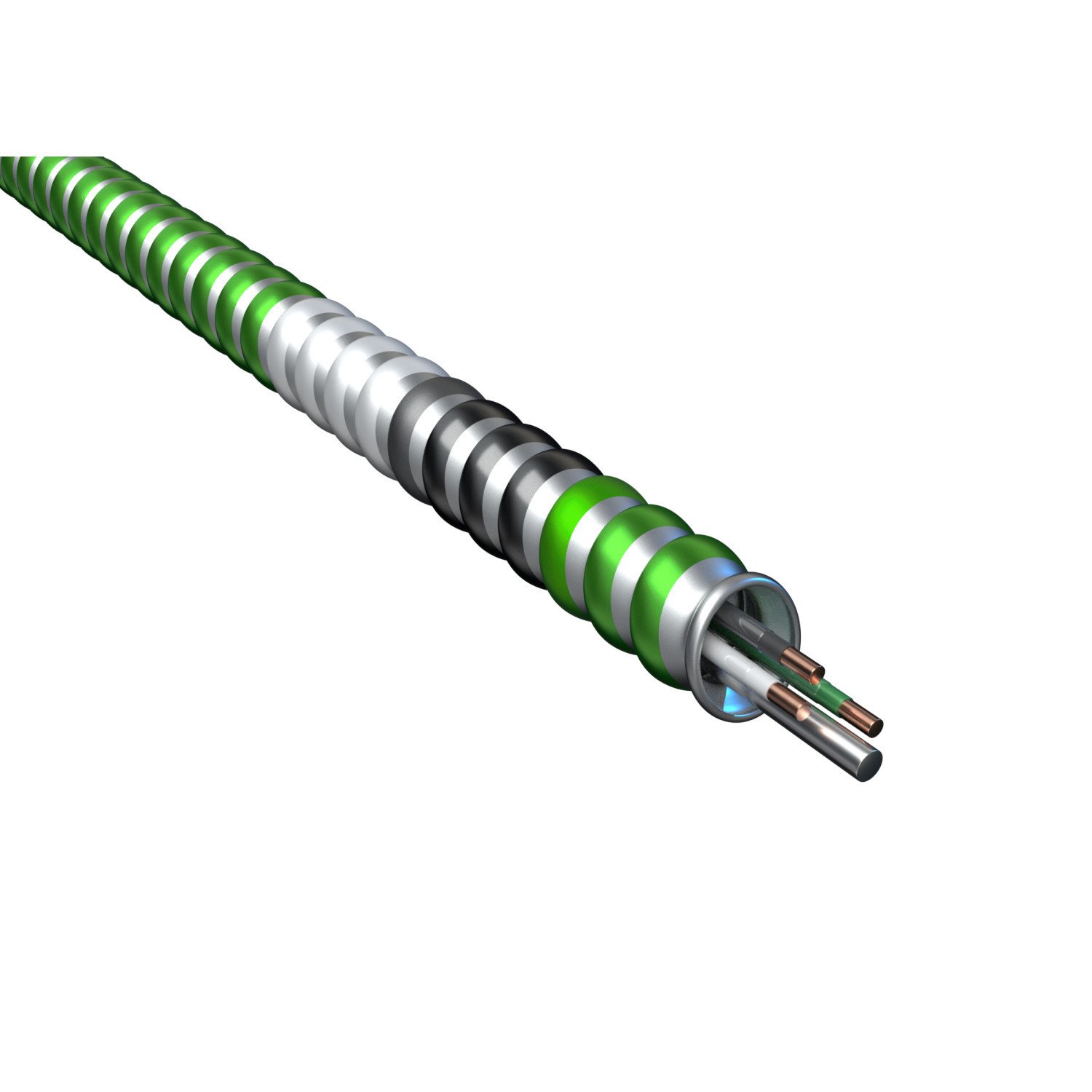 EWC HCF-SG-AL-12/2-SOL METAL CLAD ALUMINUM 12/2 SOLID BLACK/WHITE WITH GREEN GROUND AND SMART GROUND BARE ALUMINUM HOSPITAL GRADE 250' COIL