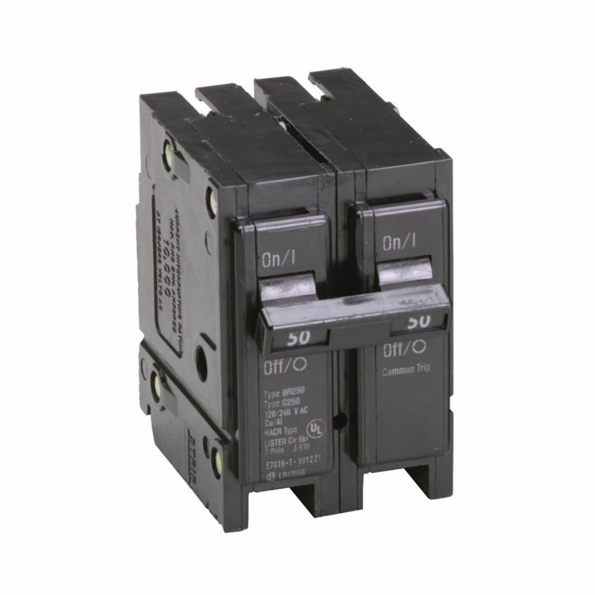 Eaton BR250 Double Pole Circuit Breaker – 50 Amp 120/240VAC 2-Inch Wide, 10kA Interchangeable Replacement For Westinghouse Challenger Bryant Panels