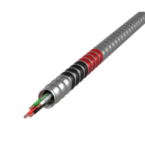 EWC MC-10/3-STR METAL CLAD ALUMINUM 10/3 STRANDED BLACK/WHITE/RED WITH GREEN GROUND 250' COIL