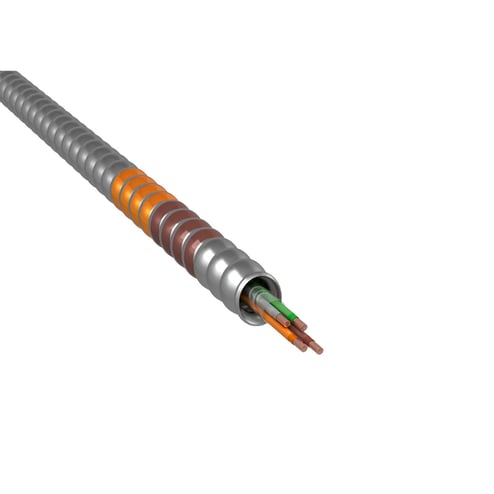 EWC MC-12/3-STR-277V METAL CLAD ALUMINUM 12/3 STRANDED BROWN/ORANGE/GRAY WITH GREEN GROUND 250' COIL