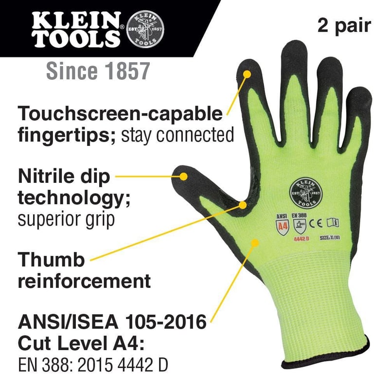 Klein 60189 XL Leather Work Gloves