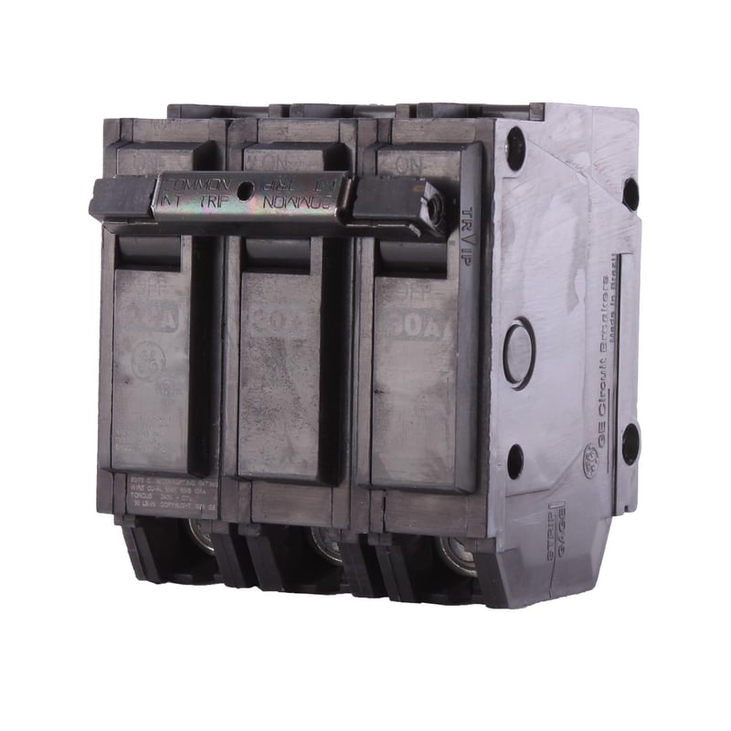 thumbnail image 2 of GE THQB32030 Circuit Breaker - 30A, Bolt-On, 240V, 3-Pole, Molded Case (Used, 1-Year Warranty) 2 of 2