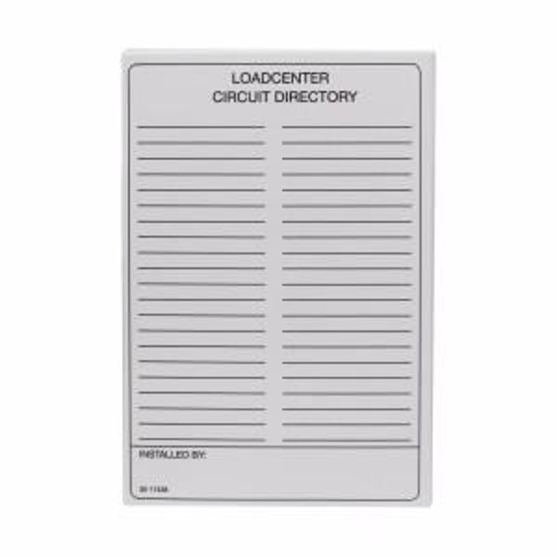 EATON TCD Circuit Directory, 0.01 in H x 6 in W, For Use With Type CH 3 ...