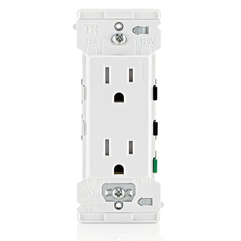 Leviton 5031-W 15 Amp Duplex Receptacle – 125/250V, Commercial Grade, Self-Grounding, White