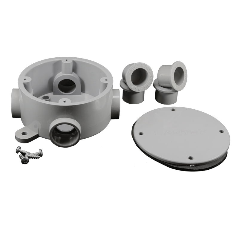 Round Weatherproof Fanbox CANTEX 5133690 Round Weatherproof Box, 4 Inlet, With Cover | Mars Electric