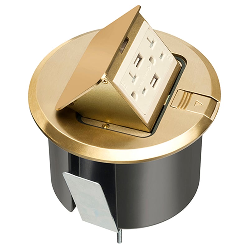 Arlington FLBT6520UMB Round Box Kit W/ 2 USB Port Receptacle, Brass ...