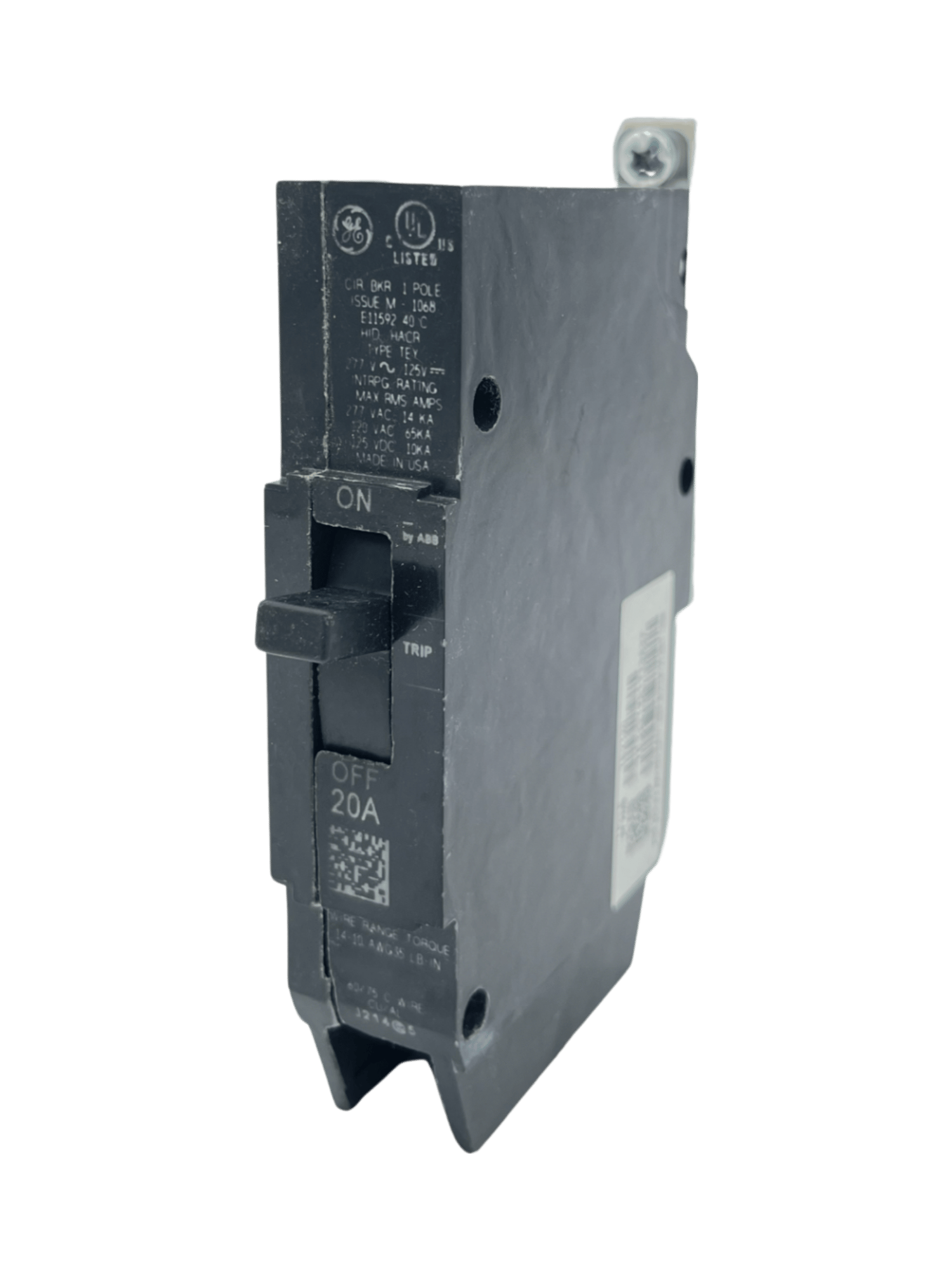 GE TEY120 TEY, 1 Pole, 20 Amp, Bolt-On Circuit Breaker, 277