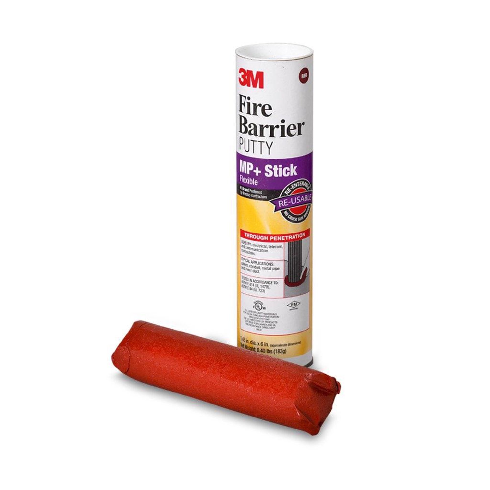 3M MP+STICK Fire Barrier Moldable Putty Stix, 1.45IN x 6IN, Red